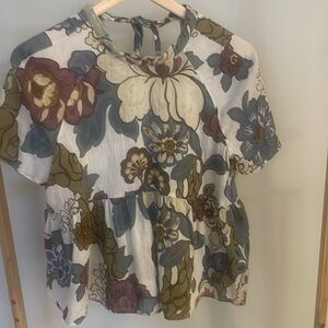 Zara open back peplum blouse